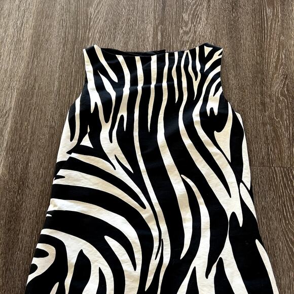 Weekend Max Mara Zebra Print Shift Dress Tunic Top Black White Cotton EU 38 US 4 - Picture 4 of 16